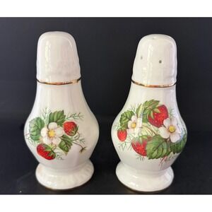 Hammersley Vintage Strawberry  Bone China Salt & Pepper Shakers Made in England